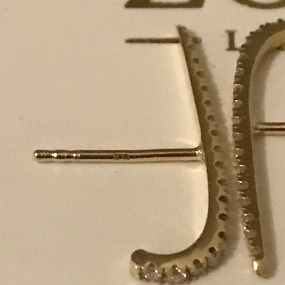 Zoe Lev 14K Yellow Gold Diamond Curved Bar Stud Earrings - Picture 9 of 17